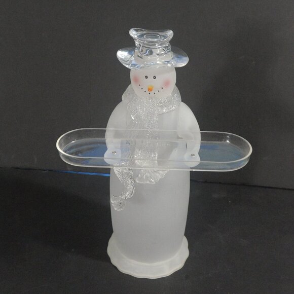 Vintage Frosted Acrylic Snowman with Shelf 16" Tall - Picture 1 of 3